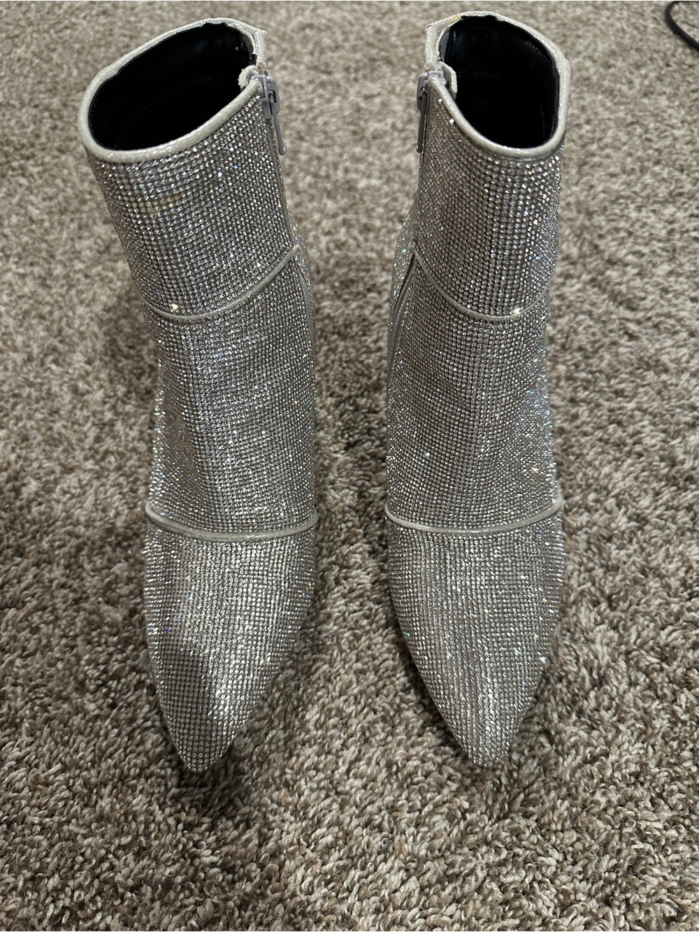 Target Silver Rhinestone Pointed Toe Ankle Boots